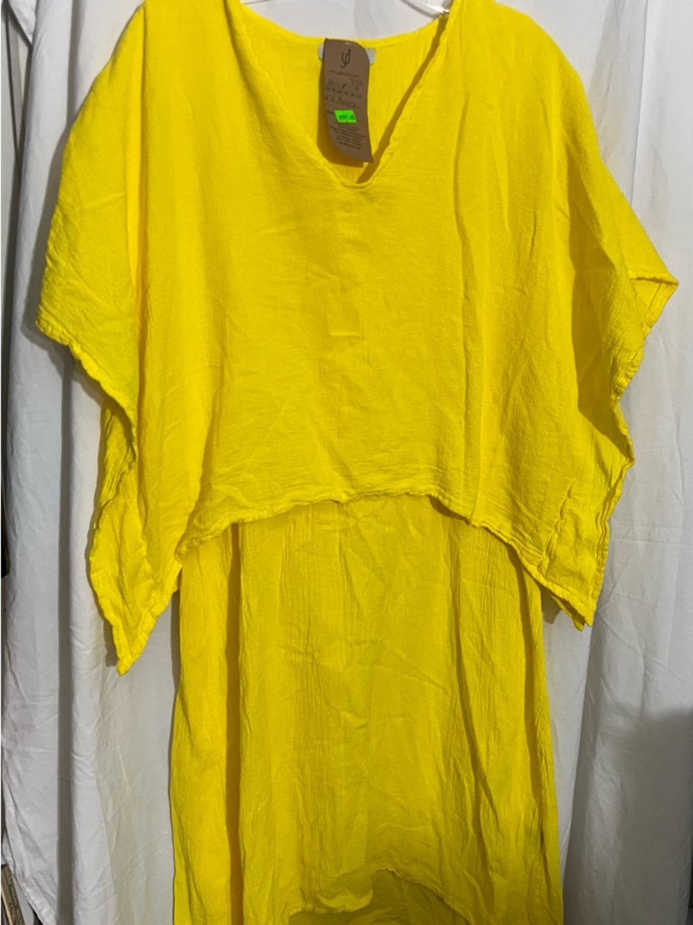 Yellow Asymmetrical Women's Dress - Lightweight Summer Style